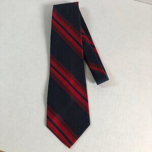 Vintage Christian Dior Neck Tie 1970s Logo Navy Blue Red